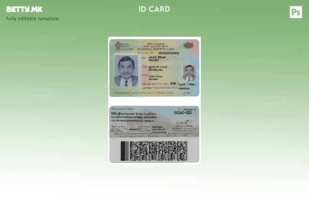 Модерен стил Шаблон за лична карта на Шри Ланка во формат PSD, шаблон за верзија